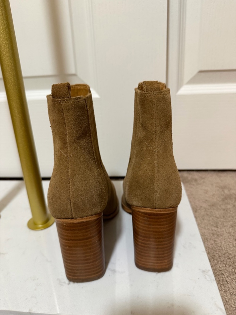 Marc Fisher Pointed-Toe Suede Ankle Booties in Tan - Picture 2 of 4